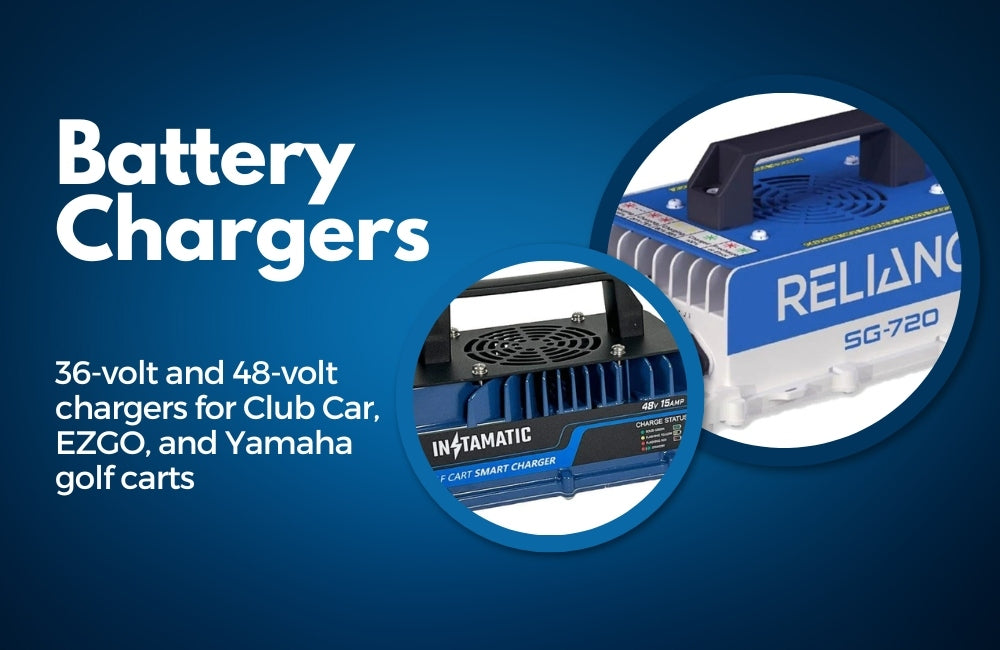 Battery chargers for 36-volt and 48-volt Club Car, EZGO, and Yamaha golf carts