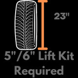EZGO Lift Kit Sizing Photo: Wheel and Tire Combos with 23" Overall Diameters