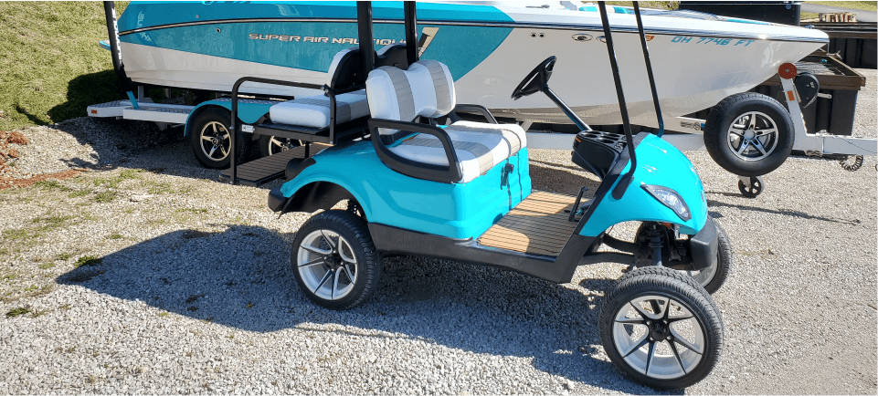 Yamaha golf cart with new wheels and tires
