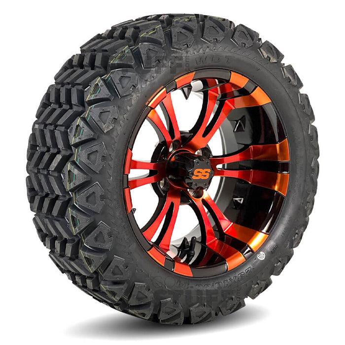 14" Vampire GCS™ Colorway Golf Cart Wheels and 23" Tall Golf Cart Tires Combo - Set of 4 (Choose your tire!)
