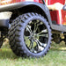 14" Vampire Black and Machined Golf Cart Wheels and 23x10R-14 GTW Nomad All Terrain Steel Belted Radial Golf Cart Tires Combo- Set of 4 - GOLFCARTSTUFF.COM™