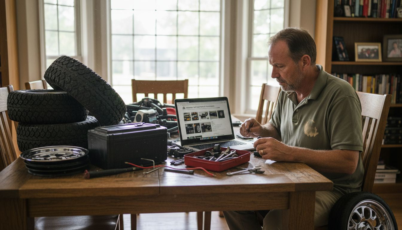 Man shopping online for golf cart parts