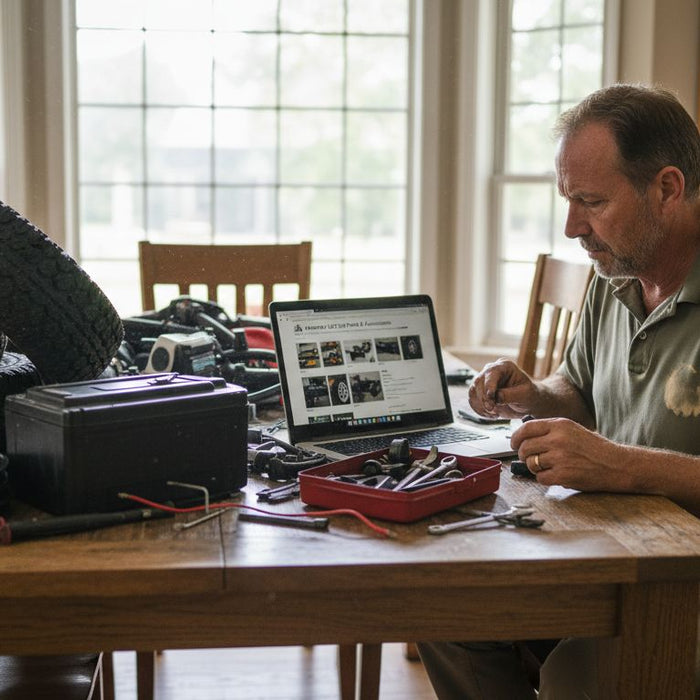 Man shopping online for golf cart parts