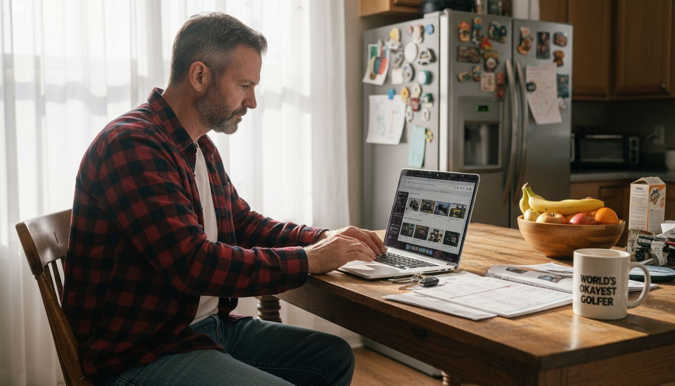 Man shopping online for golf cart parts