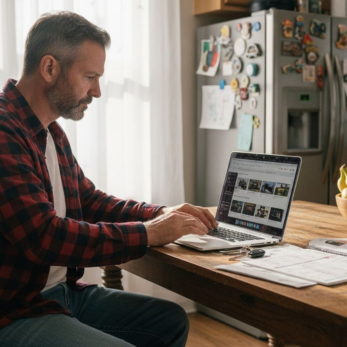 Man shopping online for golf cart parts