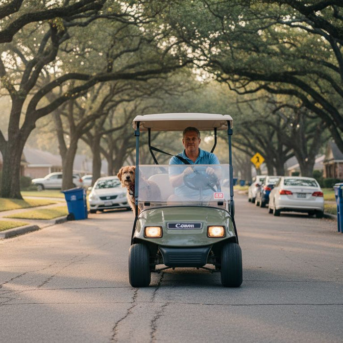 Golf cart driving legally on residential street