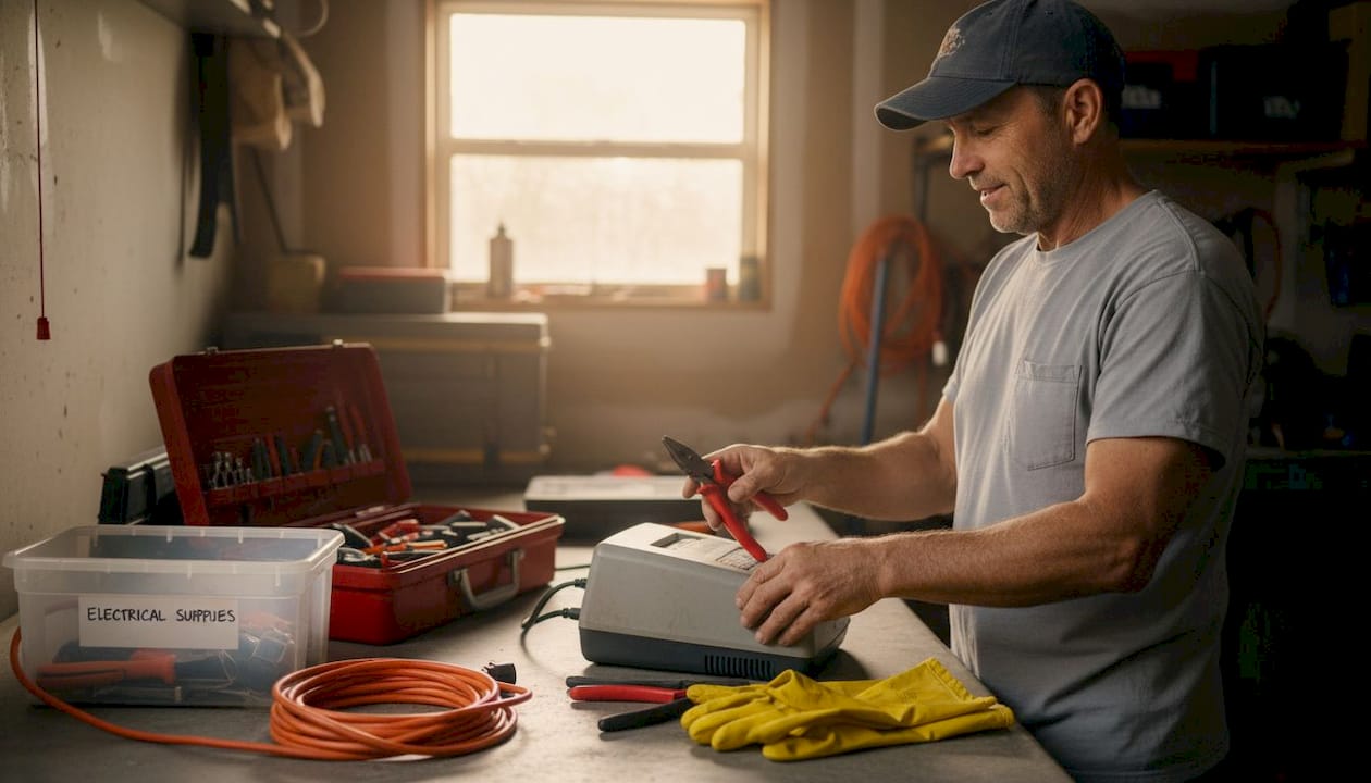 Man preparing tools for charger maintenance