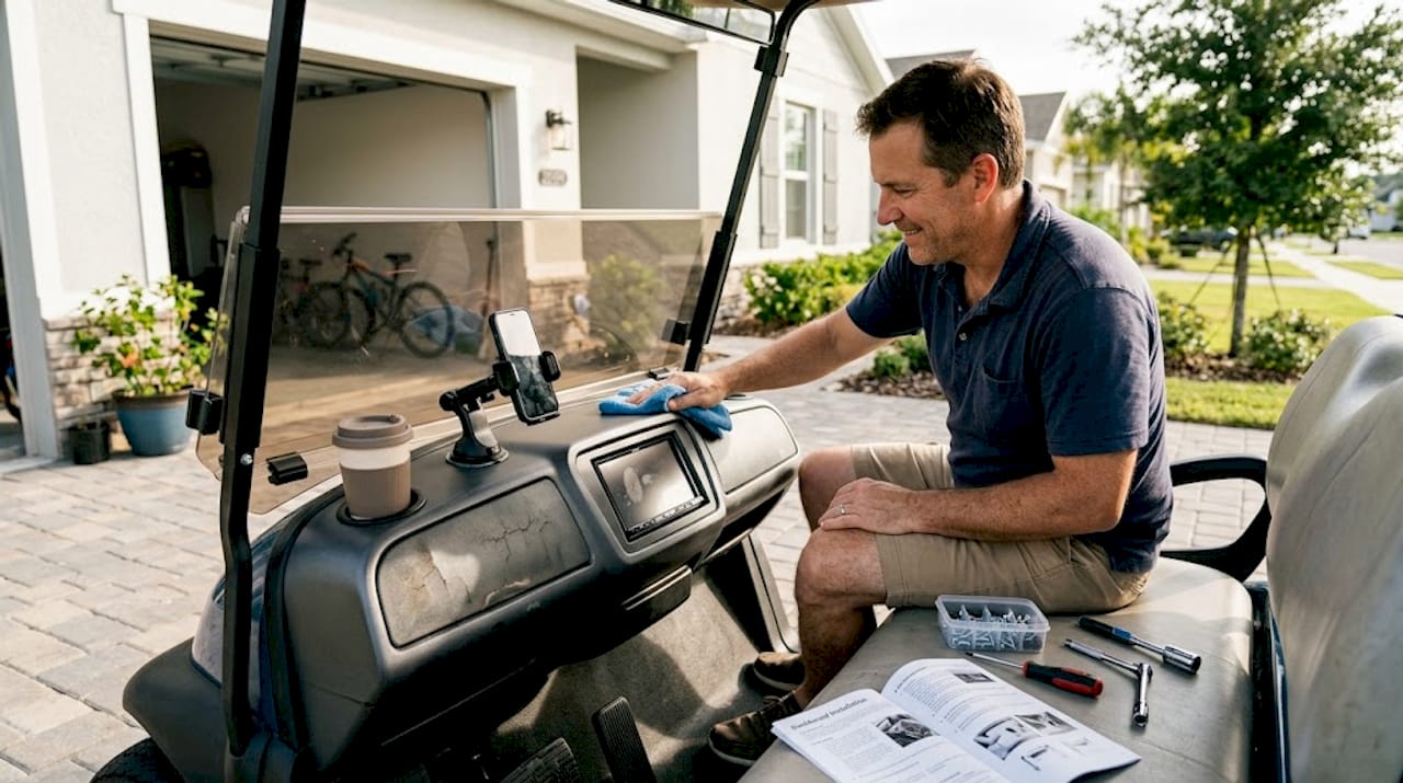 Man installs upgraded golf cart dashboard
