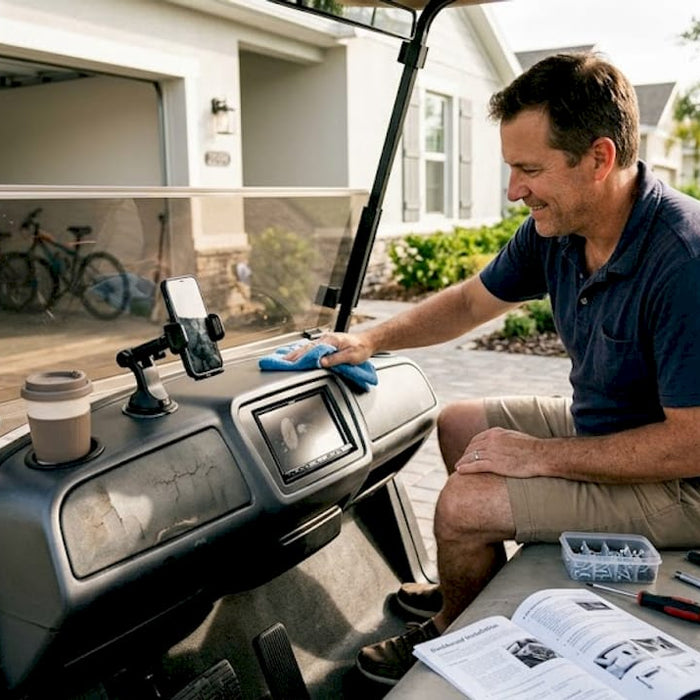 Man installs upgraded golf cart dashboard