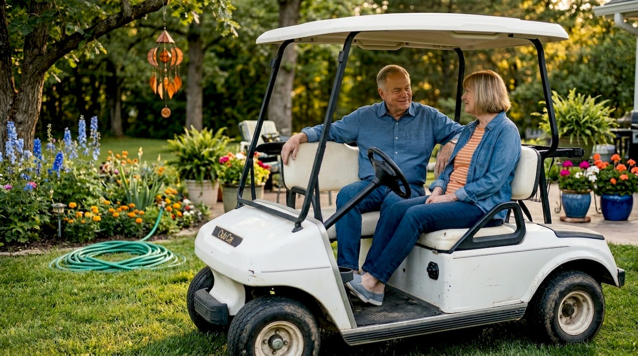 Golf cart armrests in everyday outdoor use