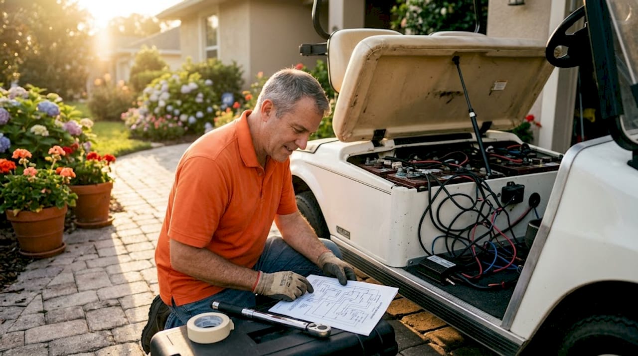 DIY owner prepping golf cart controller install
