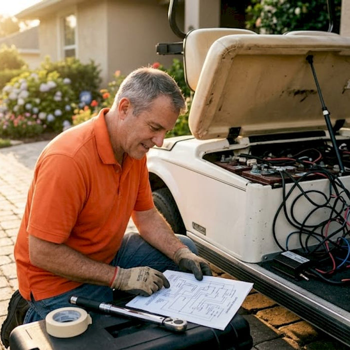 DIY owner prepping golf cart controller install