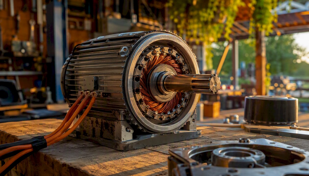 Close-up of electric motor used in regenerative braking