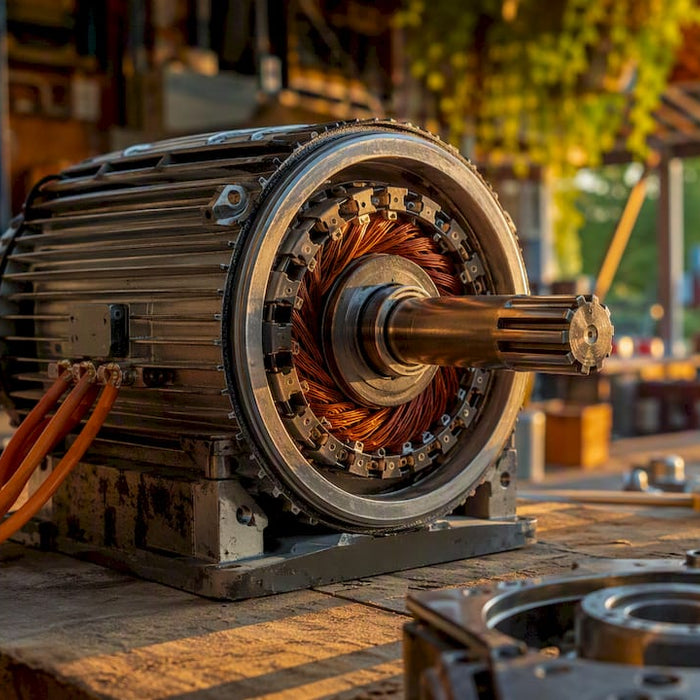 Close-up of electric motor used in regenerative braking