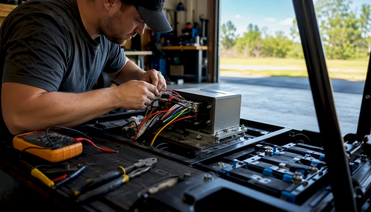 Golf cart controller wiring close-up