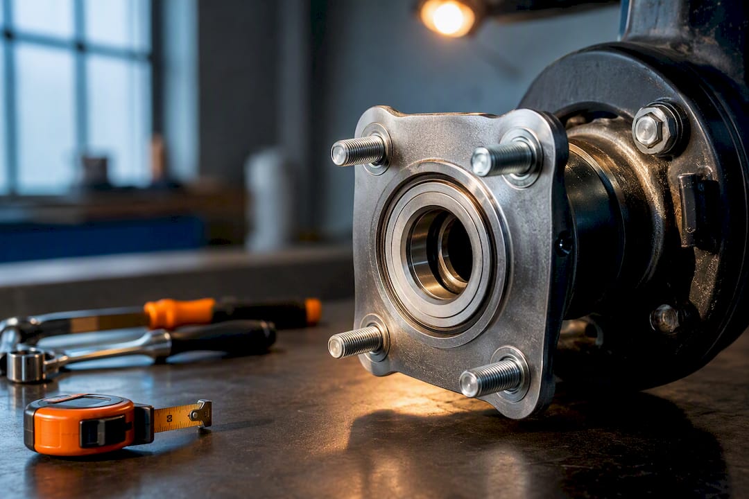 Golf cart hub and wheel bearing close-up