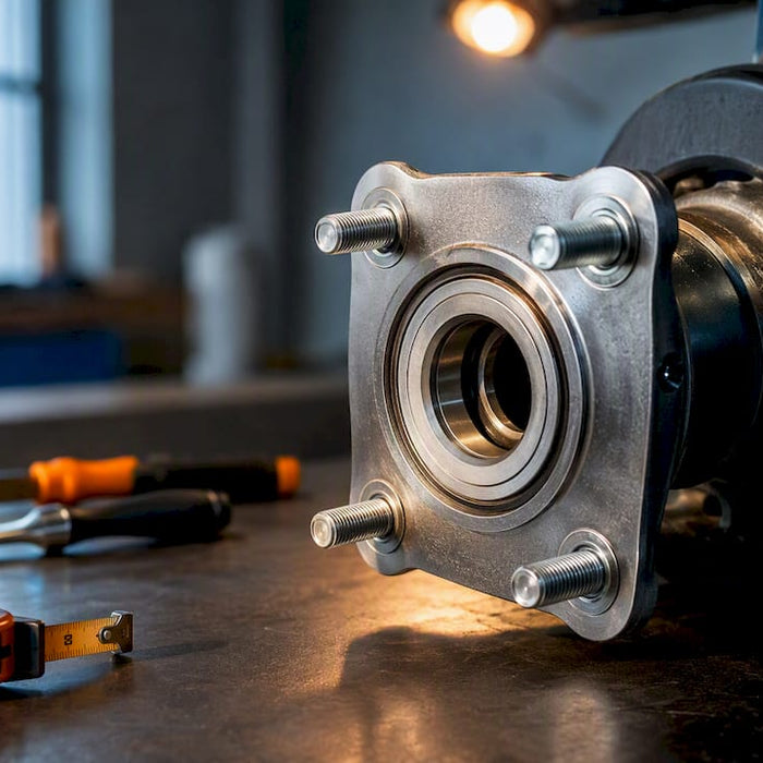 Golf cart hub and wheel bearing close-up