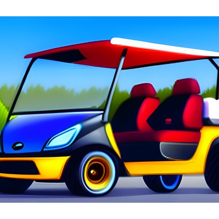 An illustration of a cool tricked out golf cart