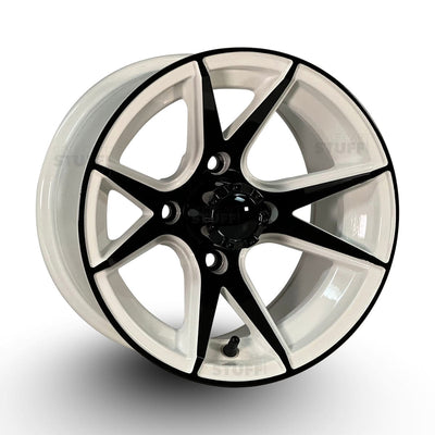 12" Apollo Gloss White/Black Golf Cart Wheel