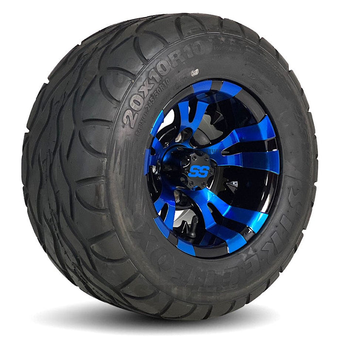 GCS™ Colorway 10" Vampire Golf Cart Wheels and 20" Golf Cart Tires Combo - Set of 4 (Choose your tire!)