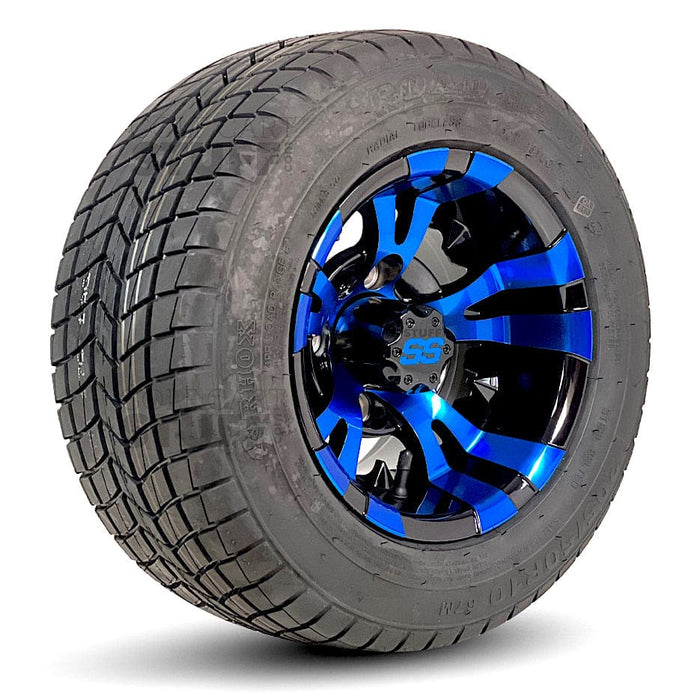 GCS™ 10" Vampire Golf Cart Wheels Colorway and 205/50-10 DOT Street/Turf Golf Cart Tires Combo - Set of 4 (Choose your tire!)