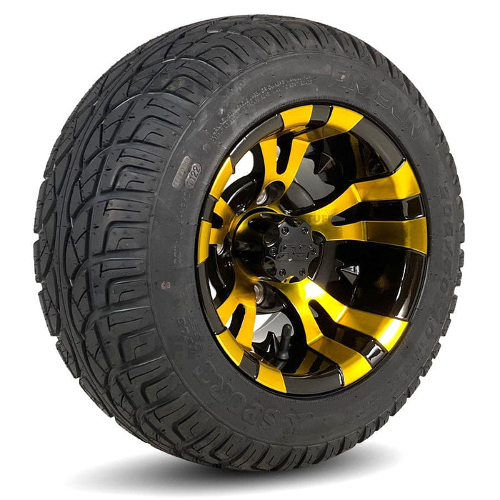 10" Vampire GCS™ Colorway Golf Cart Wheels and 205/50-10 DOT Street/Turf Golf Cart Tires Combo - Set of 4 (Choose your tire!)