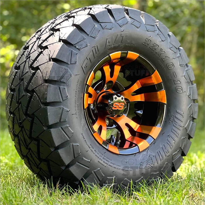 10" Vampire GCS™ Colorway Golf Cart Wheels and 22" Golf Cart Tires Combo - Set of 4 (Choose your tire!)
