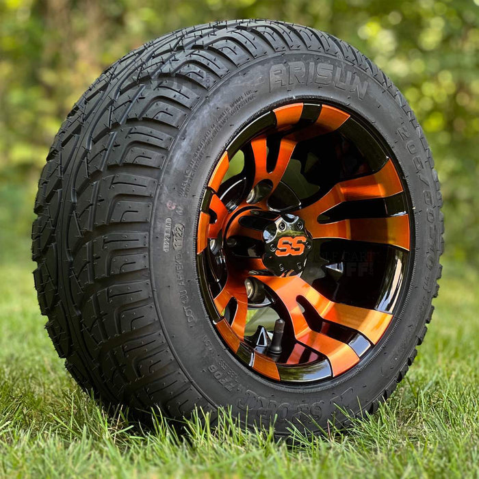 10" Vampire GCS™ Colorway Golf Cart Wheels and 205/50-10 DOT Street/Turf Golf Cart Tires Combo - Set of 4 (Choose your tire!)