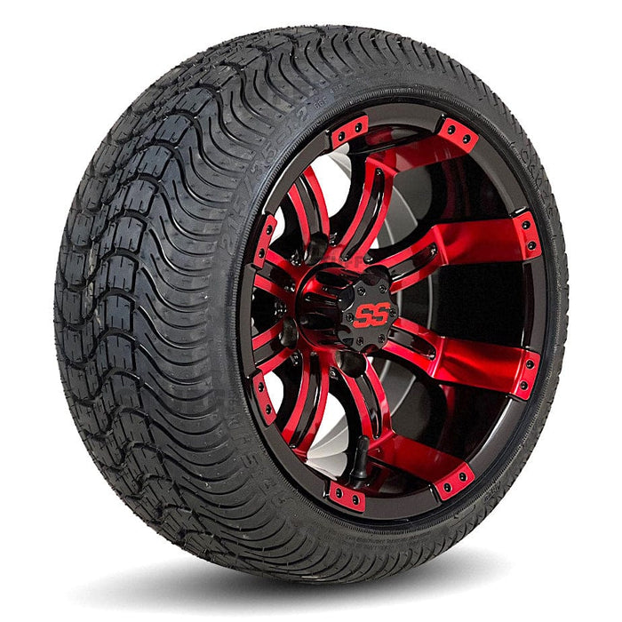 12" Tempest GCS™ Colorway Golf Cart Wheels and 215/35-12 Low-Profile DOT Street & Turf Tires Combo - Set of 4 (Choose your tire!)