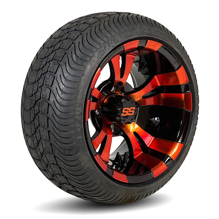 GCS™ 12" Vampire Golf Cart Wheels Colorway and 215/35-12 Low-Profile DOT Street & Turf Tires Combo - Set of 4 (Choose your tire!)
