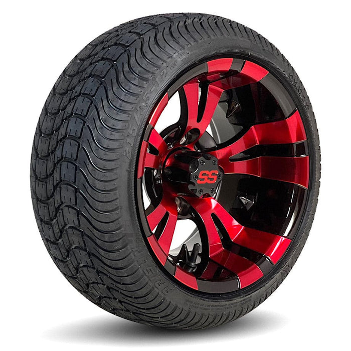 GCS™ 12" Vampire Golf Cart Wheels Colorway and 215/35-12 Low-Profile DOT Street & Turf Tires Combo - Set of 4 (Choose your tire!)