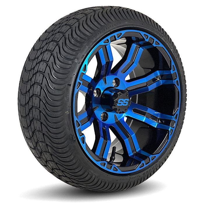 14" Caliber GCS™ Colorway Golf Cart Wheels and 205/30-14 DOT Street/Turf Golf Cart Tires Combo - Set of 4 (Choose your tire!)