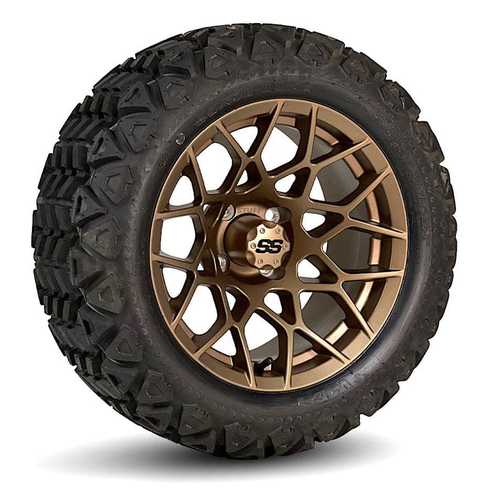 14" Apex Matte Bronze Golf Cart Wheels and All Terrain / Off-Road Tires Combo - Set of 4