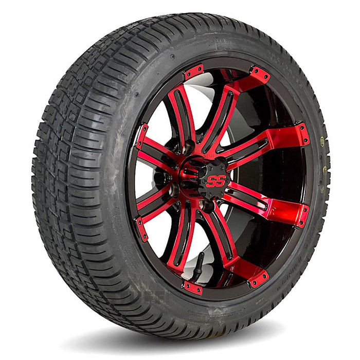14" Tempest GCS™ Colorway Golf Cart Wheels and 205/30-14 DOT Street/Turf Golf Cart Tires Combo - Set of 4 (Choose your tire!)