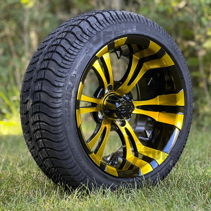 14" Vampire Golf Cart Wheels GCS™ Colorway and 205/30-14 DOT Street/Turf Golf Cart Tires Combo - Set of 4 (Choose your tire!)