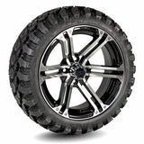 15" Terminator Black/Machined Golf Cart Wheels and 23" Tall All Terrain / Off Road Tires Combo