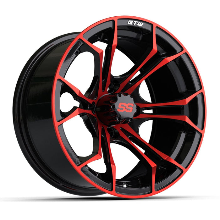 GTW Spyder 14" red and black 19-222 golf cart wheel.