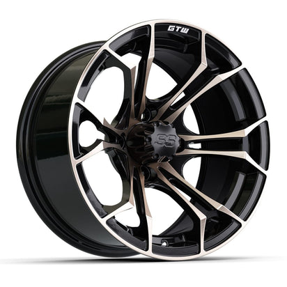 19-254 Spyder 14" golf cart wheel in burnished bronze and black finish.