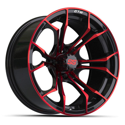 19-309 GTW Spyder black and red 15" golf cart aluminum wheel.