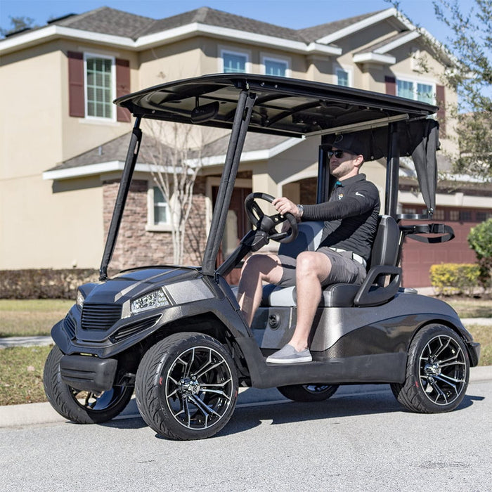 14" Spyder Black / Machined Golf Cart Wheel - 14"x7" ET-25 Offset⎮GTW®