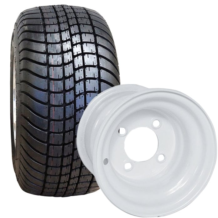 215/60-8 Street & Turf Tires and 8" OEM Steel Golf Cart Wheels Combo  - Set of 4 (Fits all carts!)