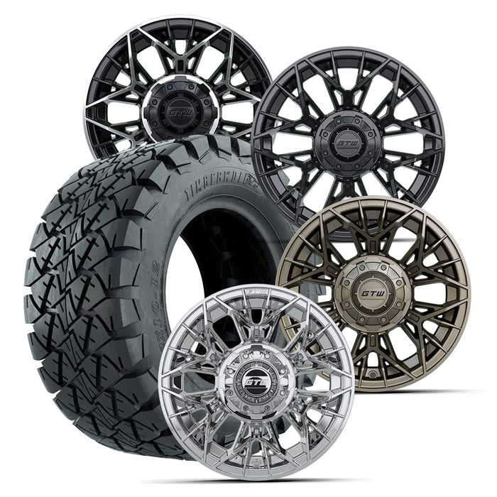 12" GTW® Stellar Wheels with Timberwolf 22x10-12 All Terrain Tires - Set of 4 - Select Your Finish