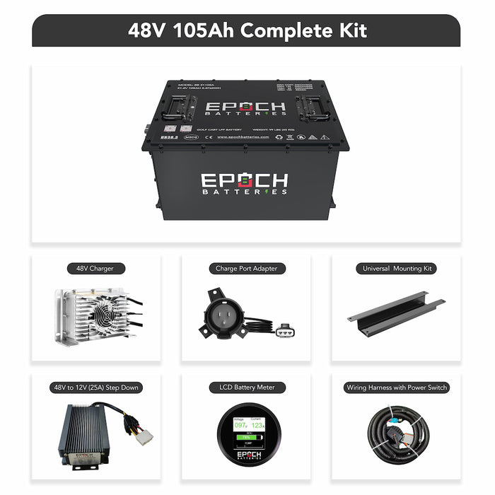 48V 105Ah LiMax Series Lithium (LiFePO4) Golf Cart Battery Kit by EPOCH