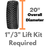 Lift Kit Sizing for Club Car DS: Wheels and Tires with 20" in Overall Diameter no lift kit required