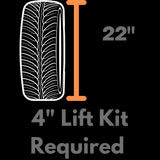 Lift Kit Sizing for Club Car DS: Wheels and Tires with 22" in Overall Diameter no lift kit required