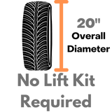EZGO Lift Kit Sizing Photo: Wheel and Tire Combos with 20" Overall Diameters