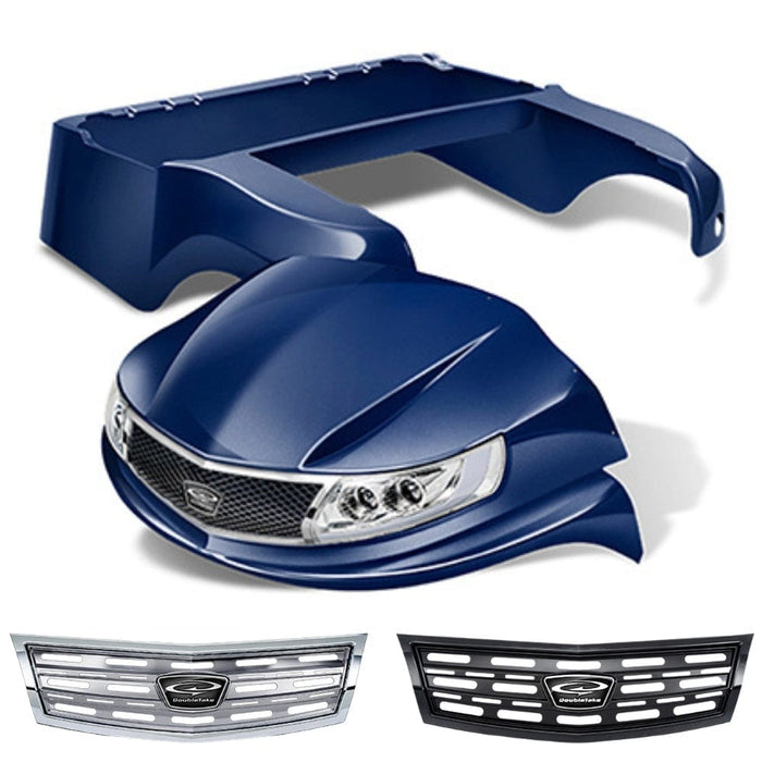 Club Car Precedent Body Kit- Phoenix™ | DoubleTake®- Navy w/ Chrome or Black Slotted Grille