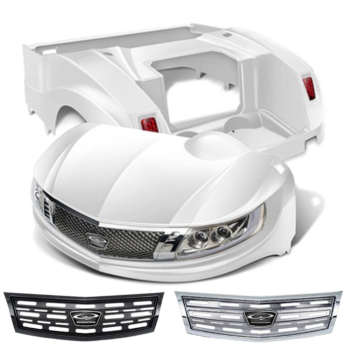 EZGO RXV Body Kit- Phoenix™ | DoubleTake®- Pearl w/ Black or Chrome Slotted Grille