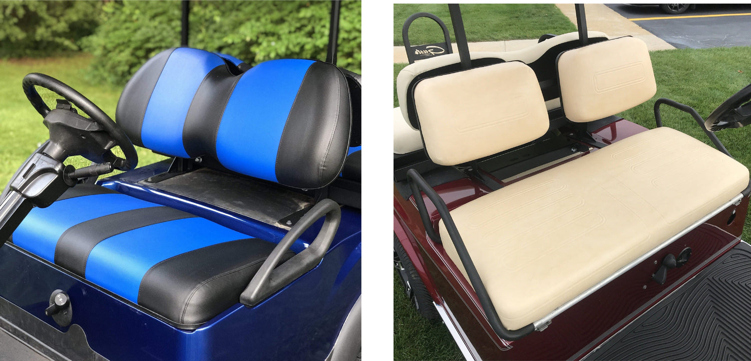 Suite Seats Villager - Fully Custom Golf Cart Seat Cushions - CLUB CAR -  WHEELZ Custom Carts