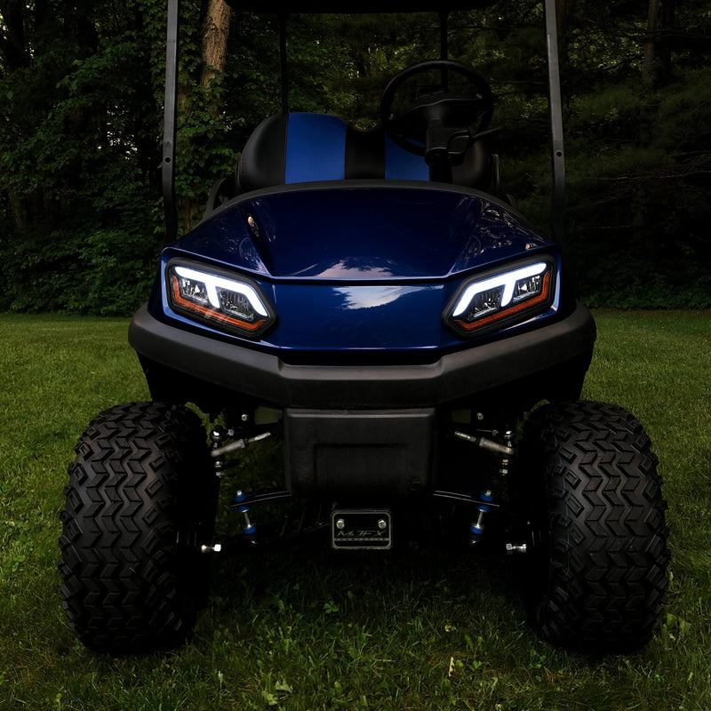 Golf Cart At Dusk With Headlights Turned On